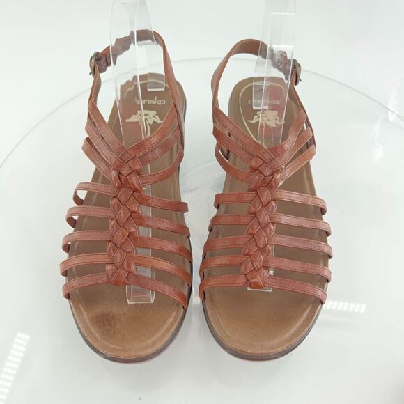 Dansko Women Dana Sandal Size 41 10.5 Brown Leather Block Heel Strappy Slingback - Picture 6 of 15